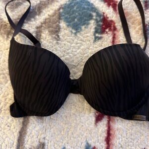 Calvin Klein Black and Dark Brown Zebra Pattern Bra